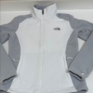 The North Face Women's White and Gray Fleece Jacket